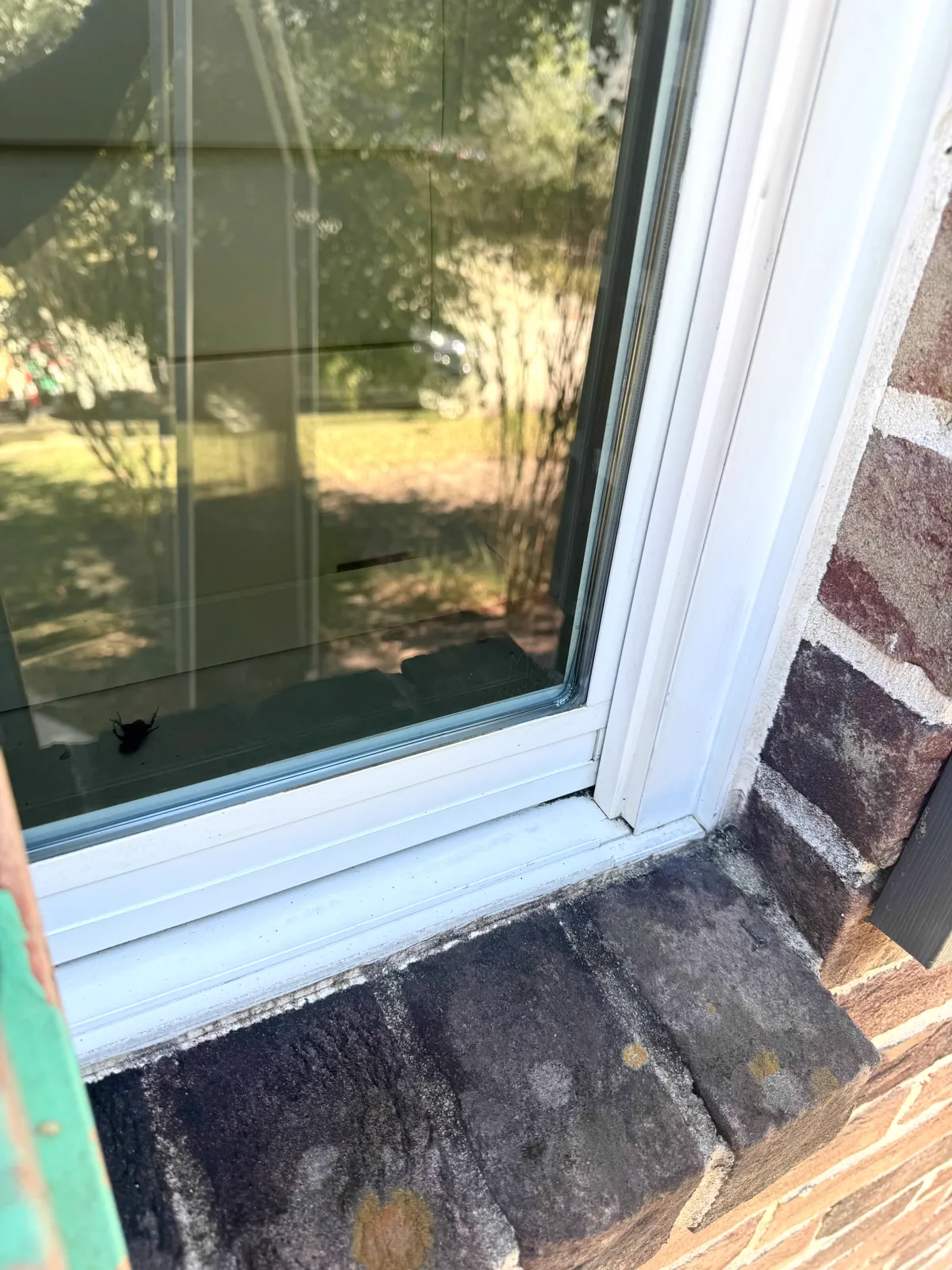 Streak-free skylight window with a clear sky reflection